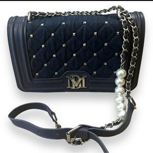 NWT Badgley Mischka Denim Diamond Quilted Crossbody navy denim